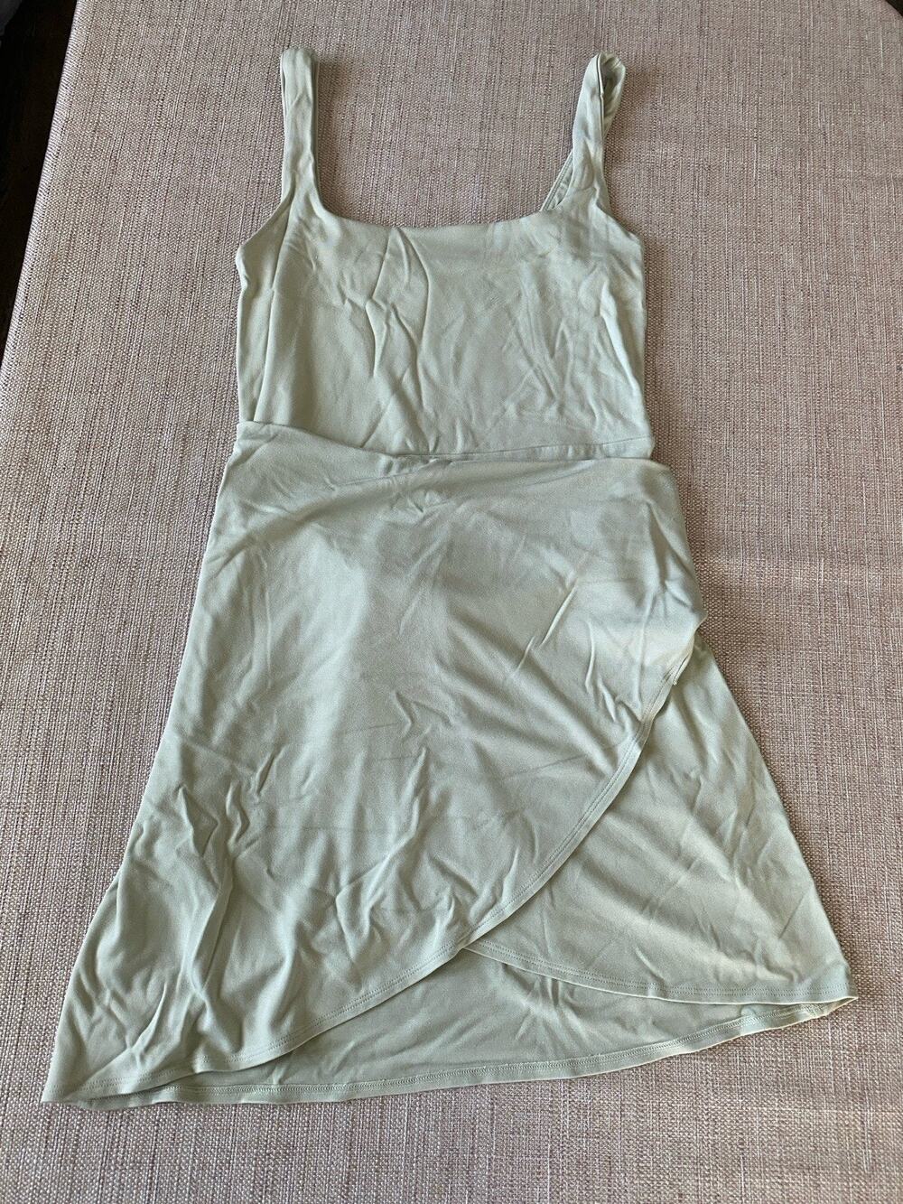 Wilfred Aritzia Saturn Mini Wrap Dress Medium M Light Sage Green Tie Waist